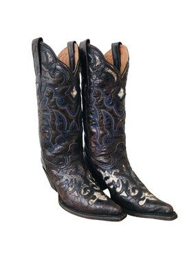 Stetson Womens Western Cowboy Boots Size Black Snake Skin 6 B